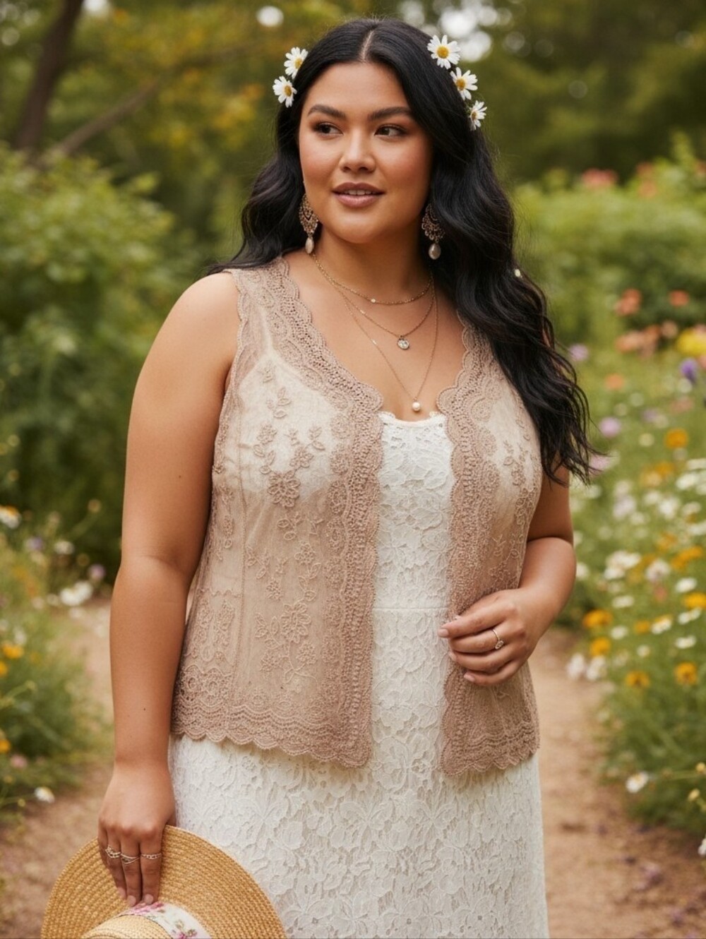 Floral Crochet Lace Vest Boho Coquette Fairycore Western Plus Size